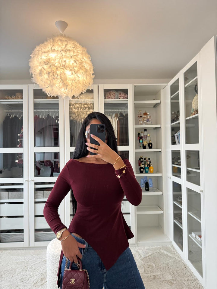 BLOUSE COL BATEAU BORDEAUX