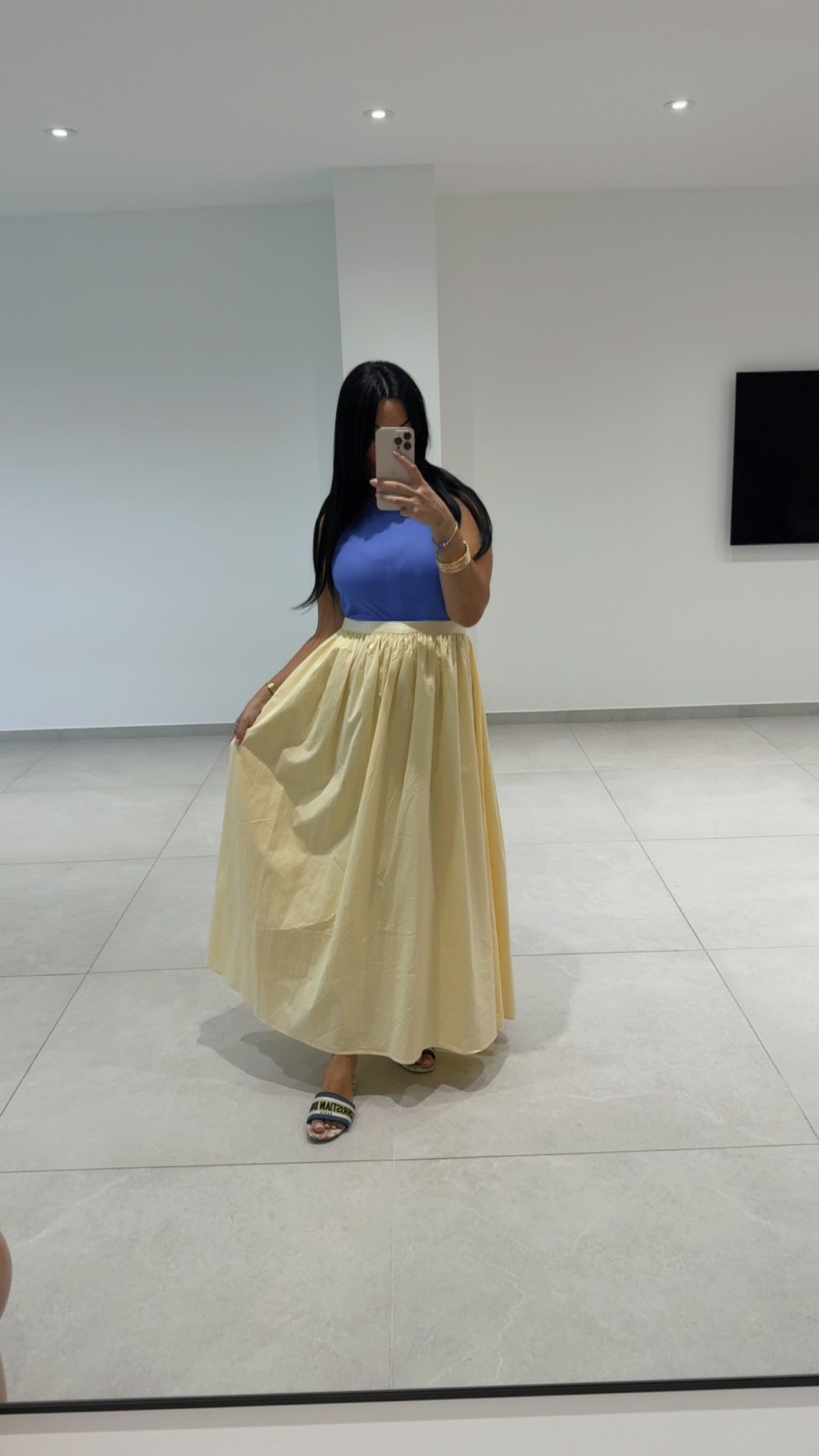 Pastel Yellow Long Balloon Skirt