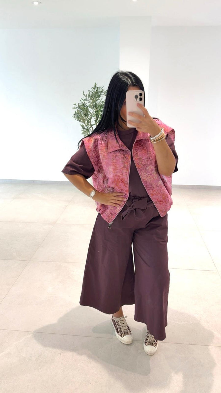 VESTE SANS MANCHE ROSE