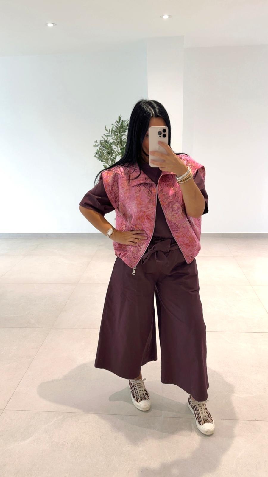 VESTE SANS MANCHE ROSE
