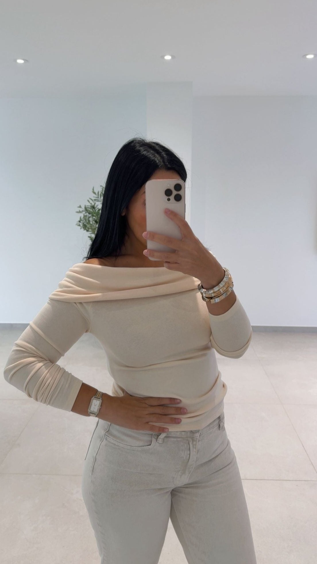 BLOUSE COL BATEAU CREME