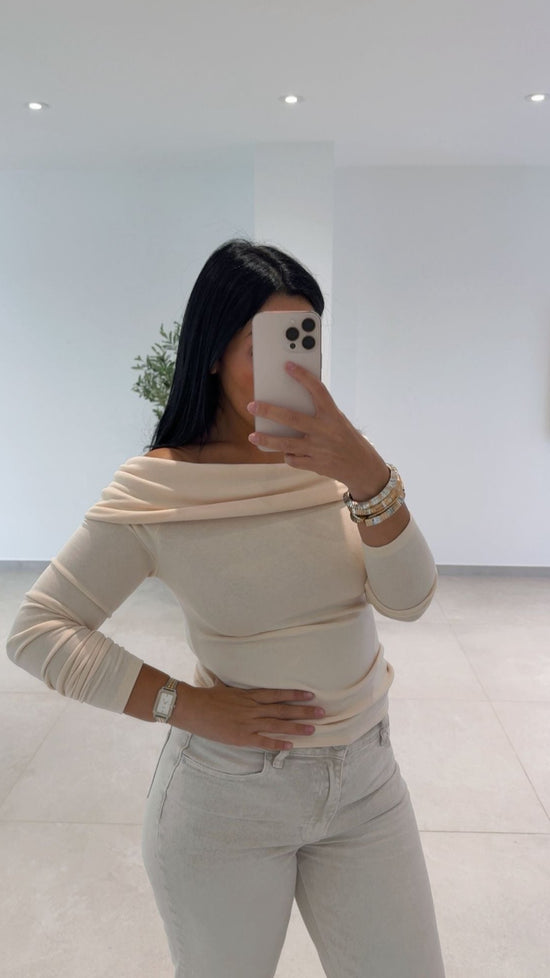 BLOUSE COL BATEAU CREME