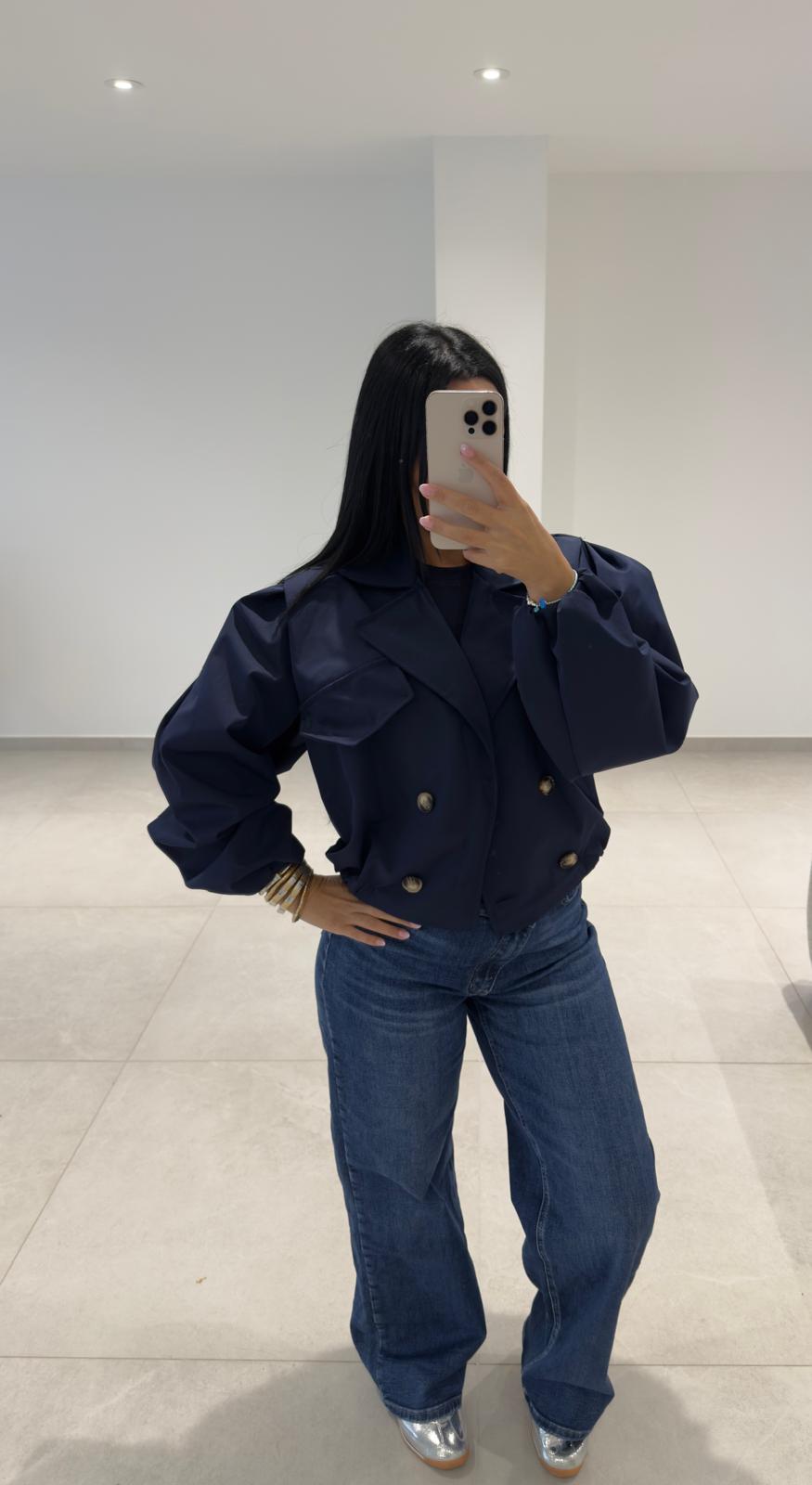 Veste manche ballon bleu
