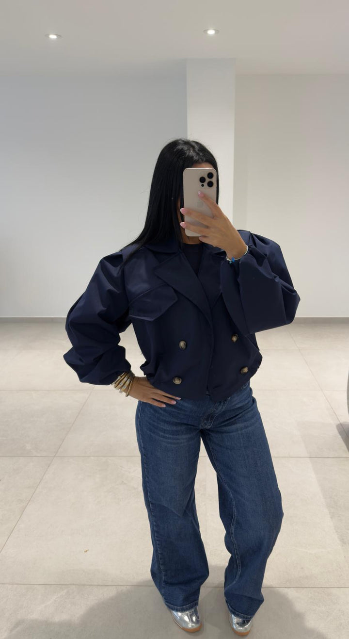 Veste manche ballon bleu