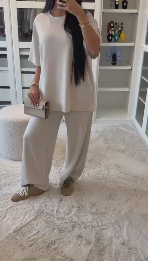 Ensemble jogging beige