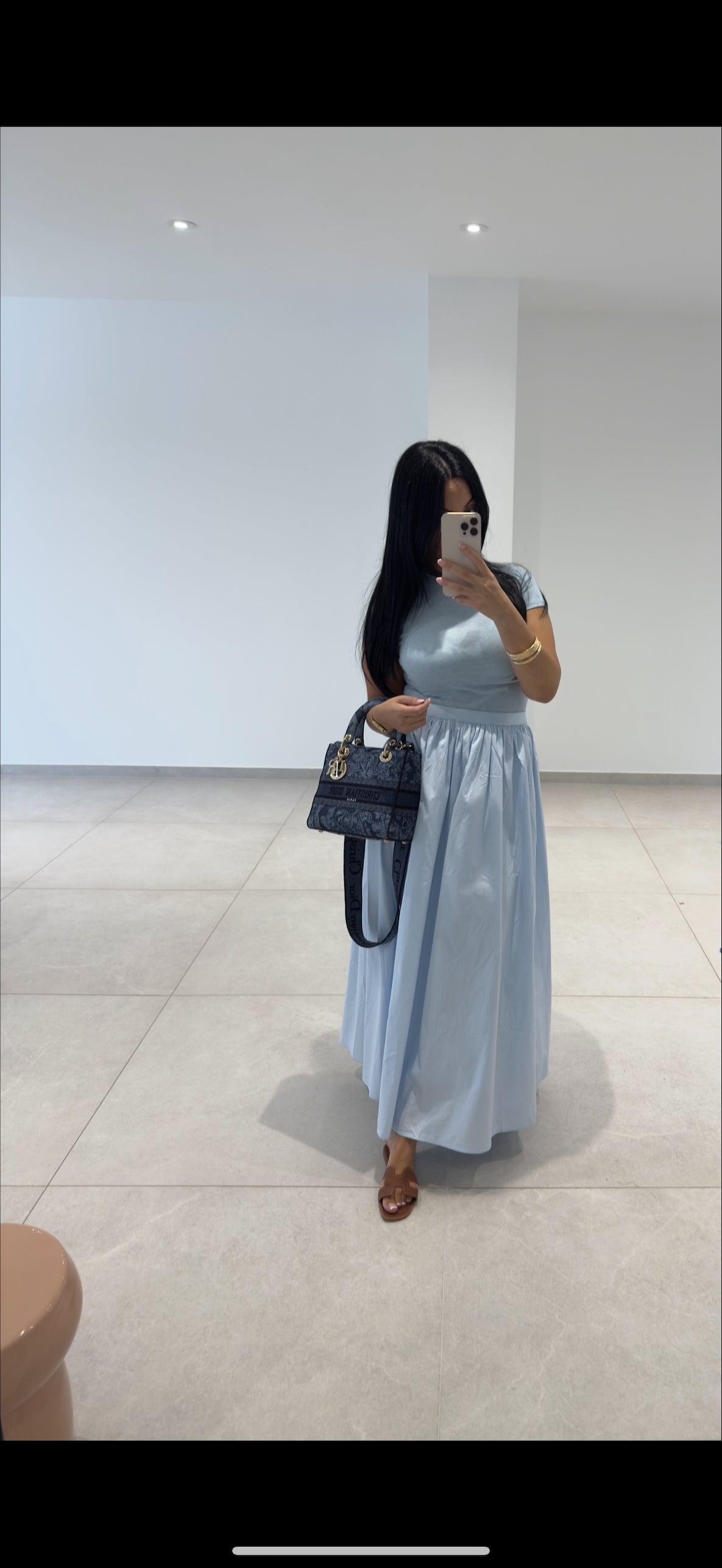 Sky Blue Long Balloon Skirt