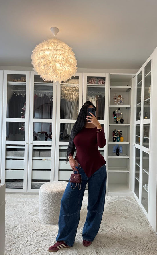 BLOUSE COL BATEAU BORDEAUX