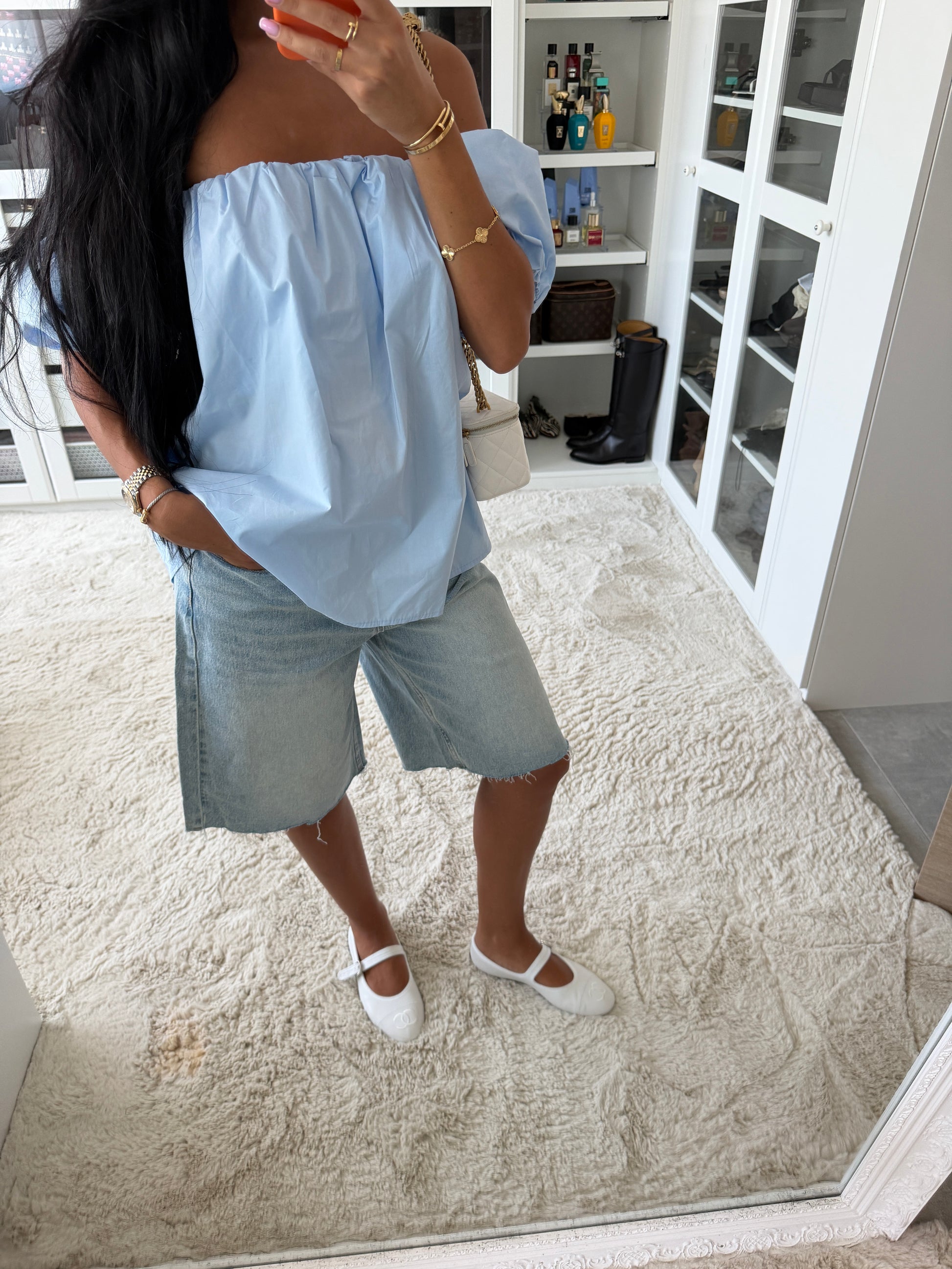 Bermuda jeans bleu clair