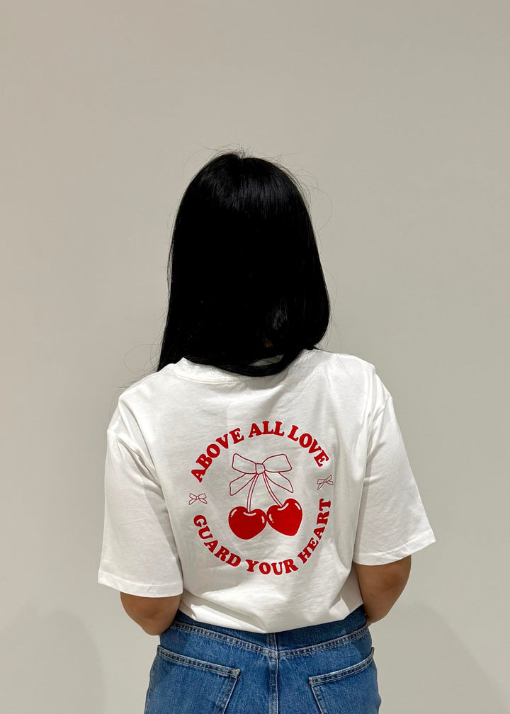 T SHIRT BLANC CERISE