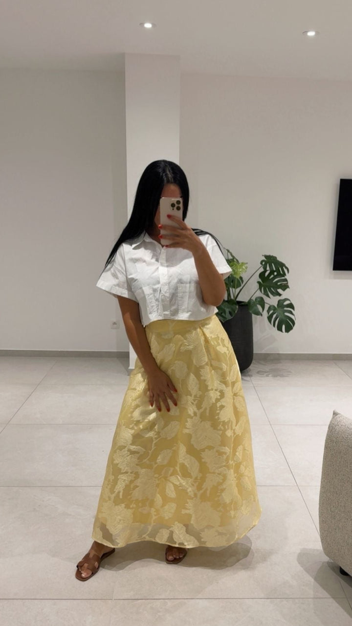 jupe jaune brodée