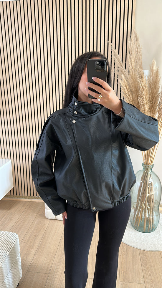 Veste simili cuir black