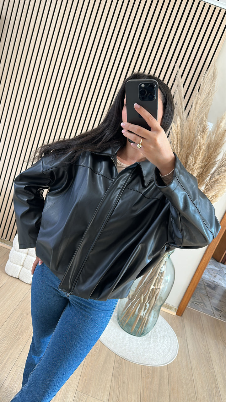 Veste  simili cuir Black