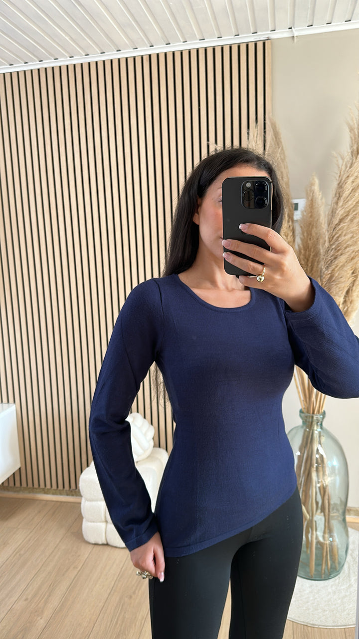Blouse longue manche douceur bleu marine
