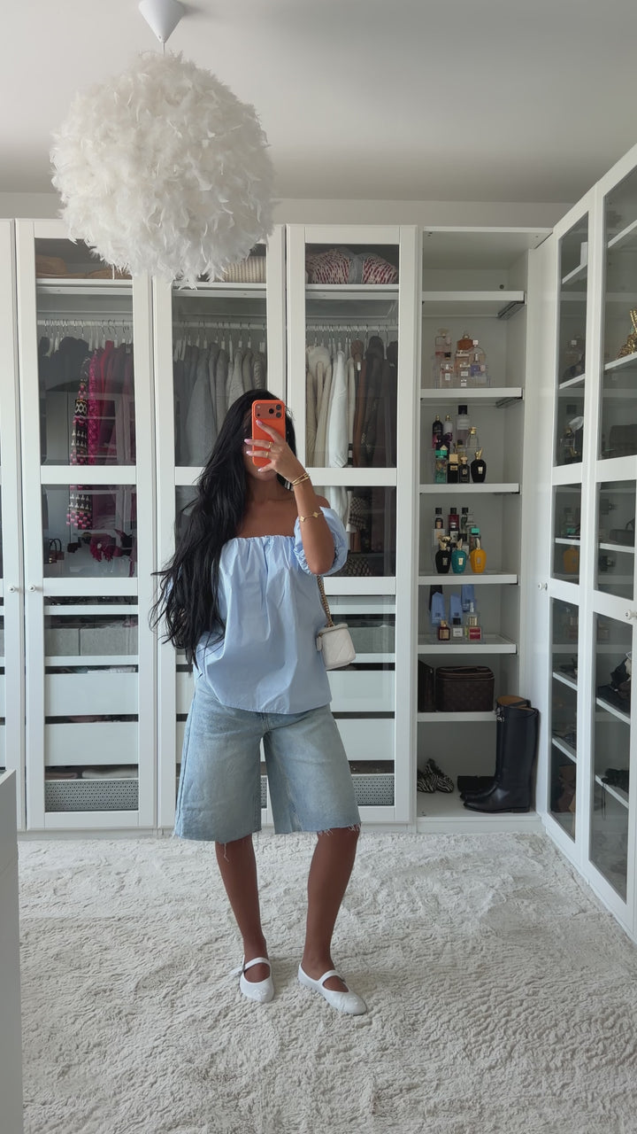 Bermuda jeans bleu clair