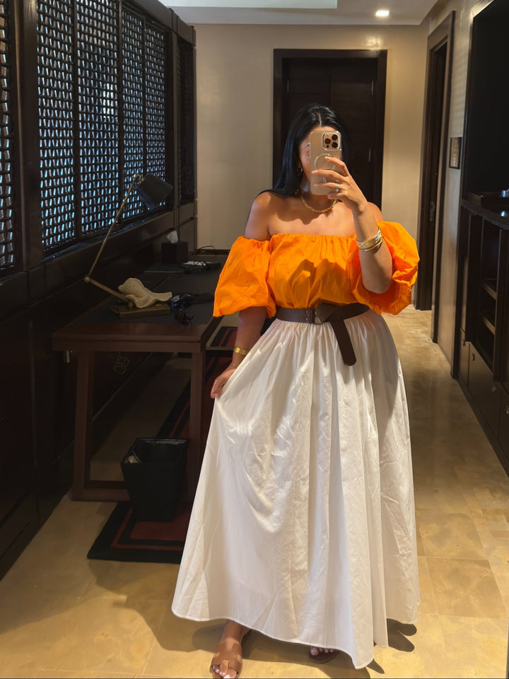 CHEMISIER ORANGE BOUFFANT